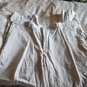 Perry Ellis Gray Linen Dress Pants Lightweight Classic